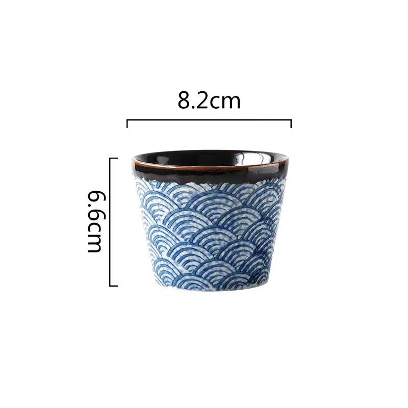 Sea Ripple Collection Japanese Style Ceramic Teapot & Teacups