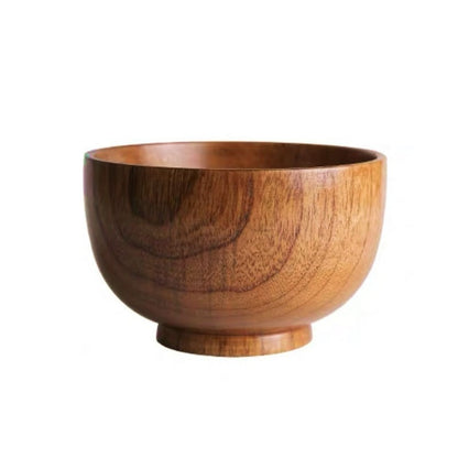 Japanese Style Wooden Bowl Natural Wood Bowl Tableware for Fruit Salad Noodle Rice Soup Kitchen Utensil Dishes 7 Sizes