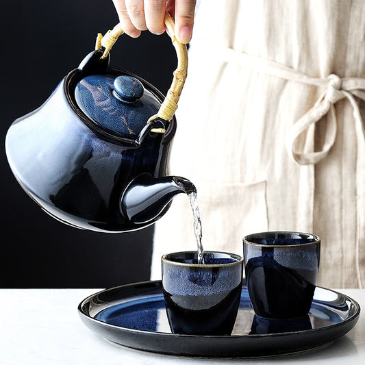 Starry Night Sky Collection Japanese Kiln Glaze Blue Tea Kettle or Tea Cup (Set Also Available)