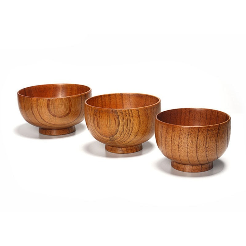 Japanese Style Wooden Bowl Natural Wood Bowl Tableware for Fruit Salad Noodle Rice Soup Kitchen Utensil Dishes 7 Sizes