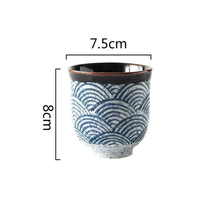 Sea Ripple Collection Japanese Style Ceramic Teapot & Teacups