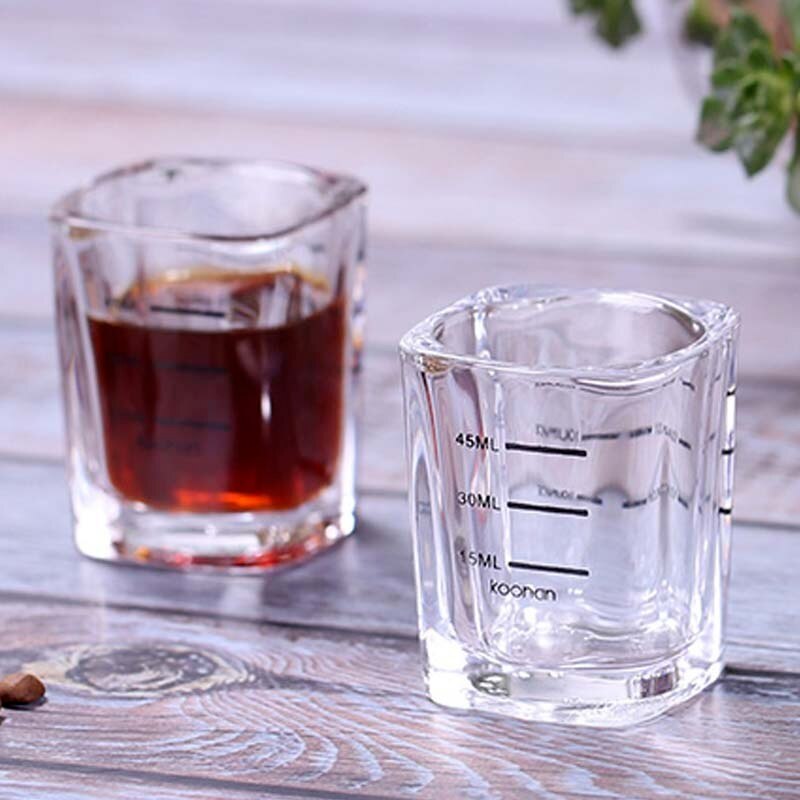 60ml 2pcs with Scale Double Glass Square Cup Espresso Ounce Cup Kitchen Baking Measuring Cup Double Meter Scale Coffee Appliance