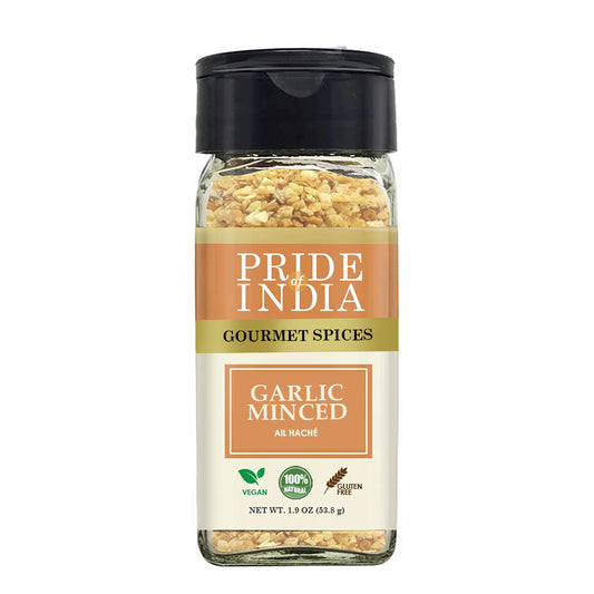 Pride of India – Garlic Minced – Gourmet Seasoning – Ideal for Dips/Sauces/Bread/Salad/Stir-Fries – Ideal Pantry Condiments – Easy to Use